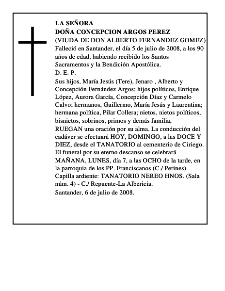 DOÑA CONCEPCION ARGOS PEREZ