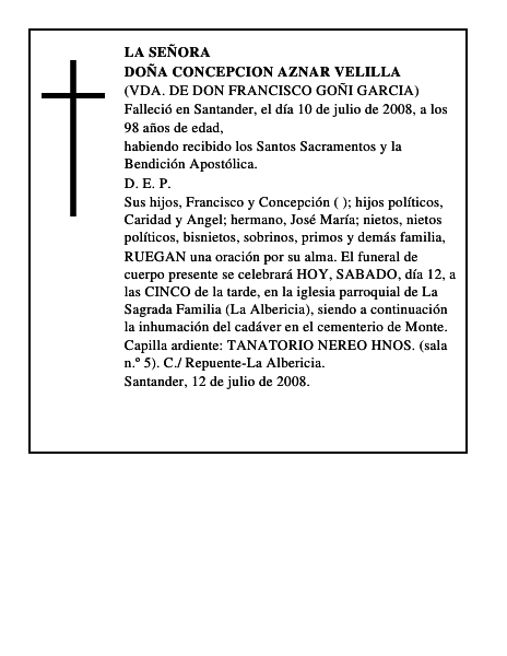 DOÑA CONCEPCION AZNAR VELILLA