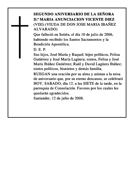 D.ª MARIA ANUNCIACION VICENTE DIEZ