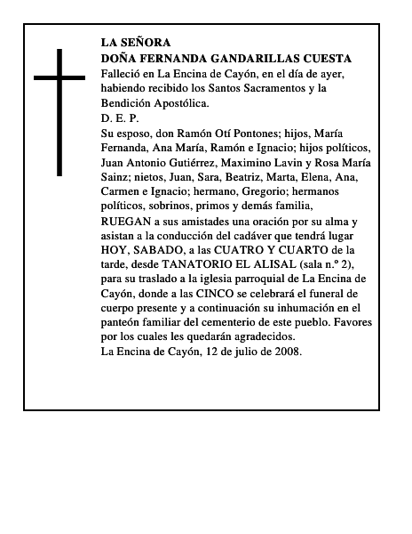 DOÑA FERNANDA GANDARILLAS CUESTA
