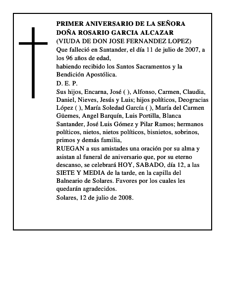 DOÑA ROSARIO GARCIA ALCAZAR