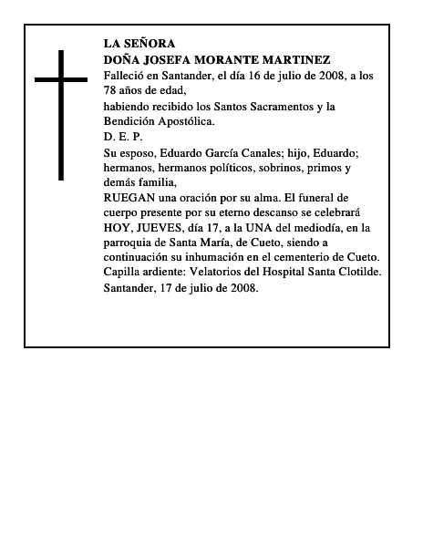 DOÑA JOSEFA MORANTE MARTINEZ