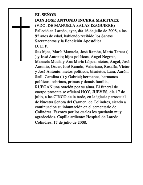 DON JOSE ANTONIO INCERA MARTINEZ