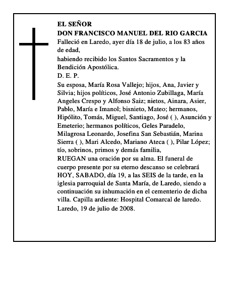 DON FRANCISCO MANUEL DEL RIO GARCIA