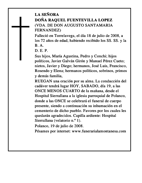 DOÑA RAQUEL FUENTEVILLA LOPEZ