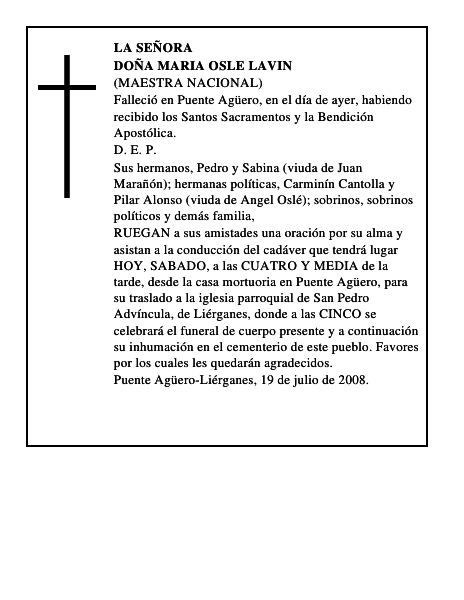 DOÑA MARIA OSLE LAVIN