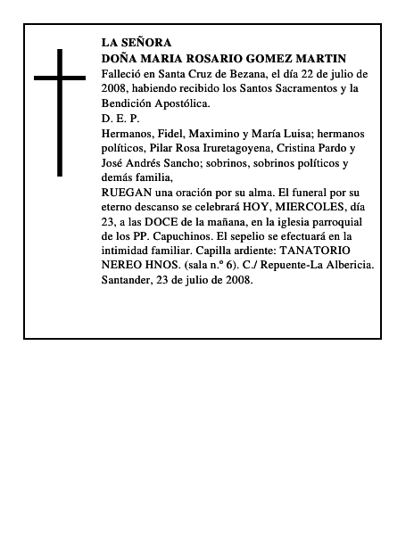 DOÑA MARIA ROSARIO GOMEZ MARTIN
