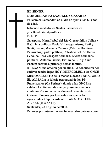 DON JULIAN PALAZUELOS CASARES