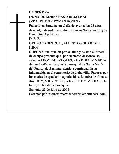 DOÑA DOLORES PASTOR JAENAL