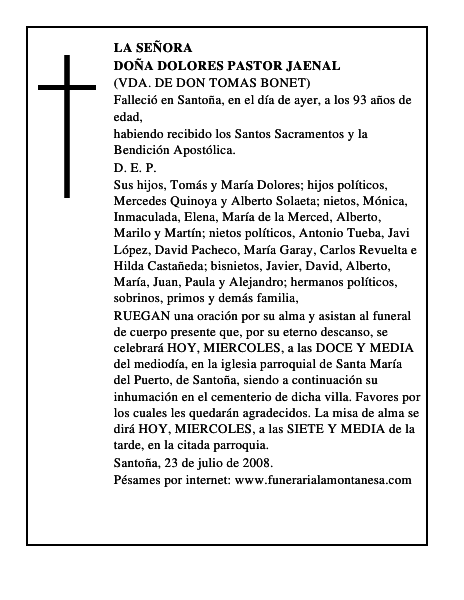 DOÑA DOLORES PASTOR JAENAL