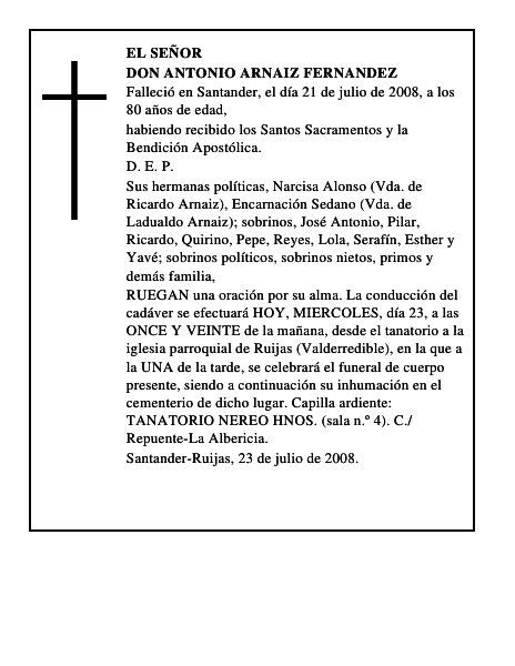 DON ANTONIO ARNAIZ FERNANDEZ