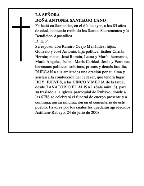 DOÑA ANTONIA SANTIAGO CANO
