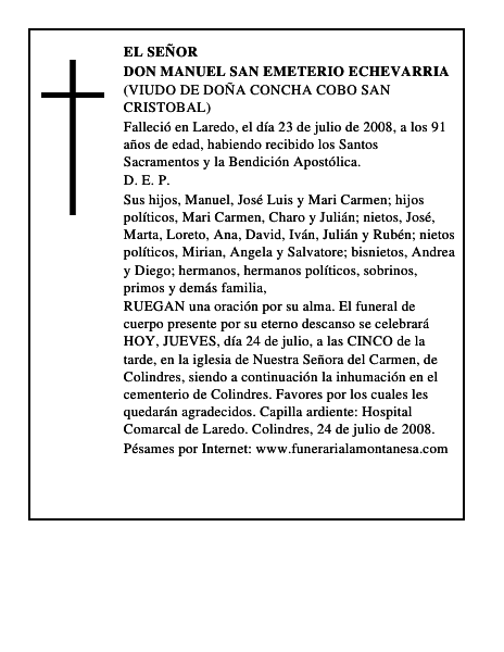 DON MANUEL SAN EMETERIO ECHEVARRIA