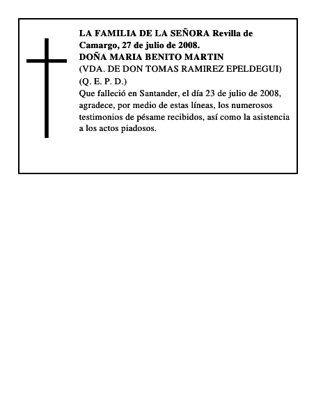 DOÑA MARIA BENITO MARTIN