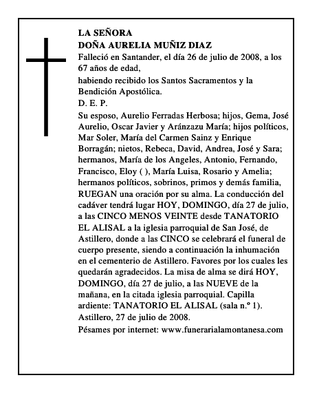 DOÑA AURELIA MUÑIZ DIAZ