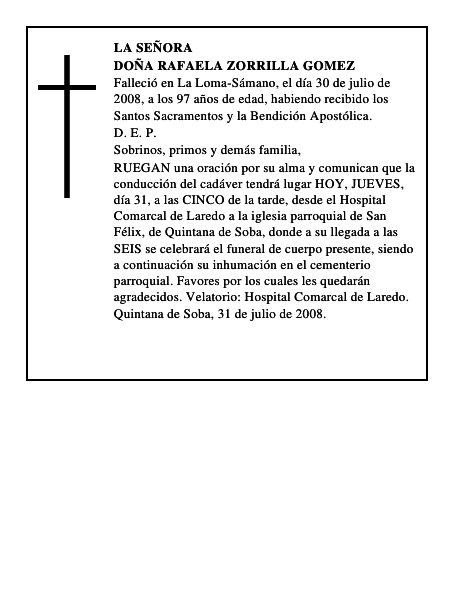 DOÑA RAFAELA ZORRILLA GOMEZ