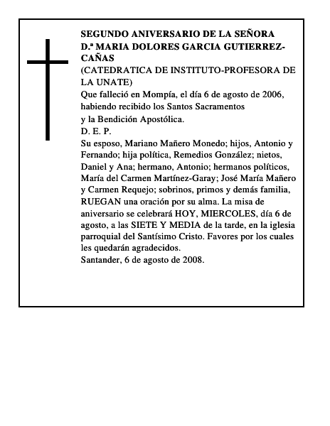 D.ª MARIA DOLORES GARCIA GUTIERREZ-CAÑAS
