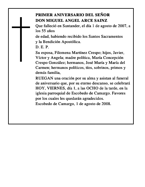 DON MIGUEL ANGEL ARCE SAINZ