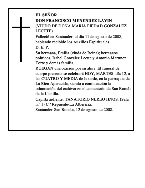 DON FRANCISCO MENENDEZ LAVIN