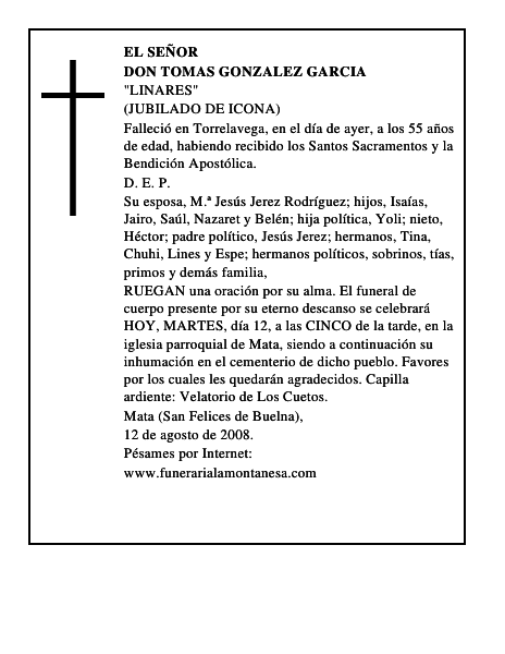 DON TOMAS GONZALEZ GARCIA