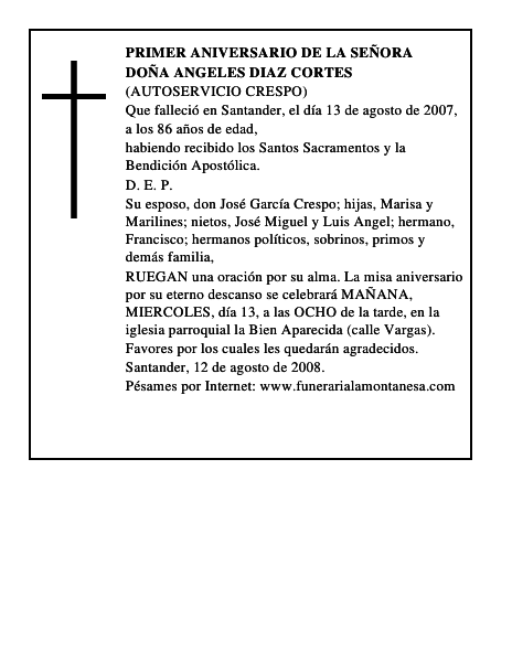DOÑA ANGELES DIAZ CORTES