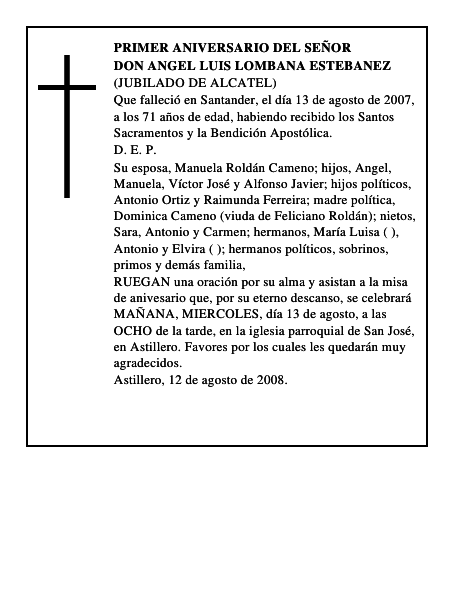 DON ANGEL LUIS LOMBANA ESTEBANEZ