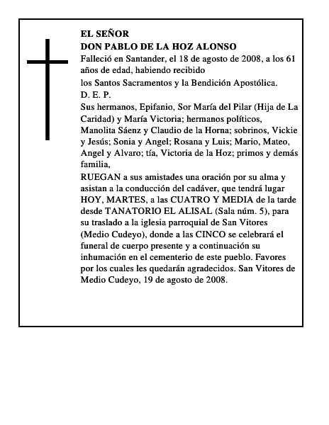 DON PABLO DE LA HOZ ALONSO