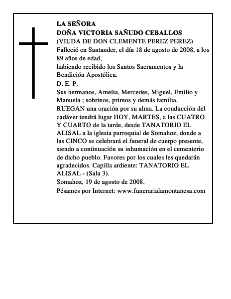 DOÑA VICTORIA SAÑUDO CEBALLOS