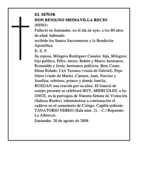 DON BENIGNO MEDIAVILLA RECIO