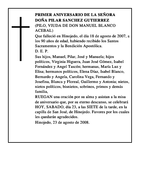 DOÑA PILAR SANCHEZ GUTIERREZ