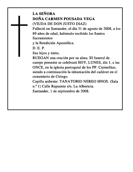 DOÑA CARMEN POUSADA VEGA