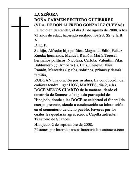 DOÑA CARMEN PECHERO GUTIERREZ