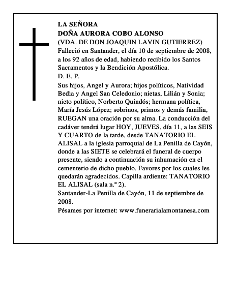 DOÑA AURORA COBO ALONSO