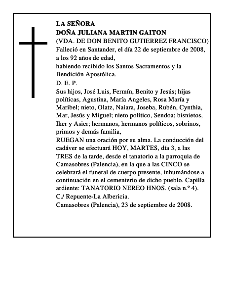 DOÑA JULIANA MARTIN GAITON