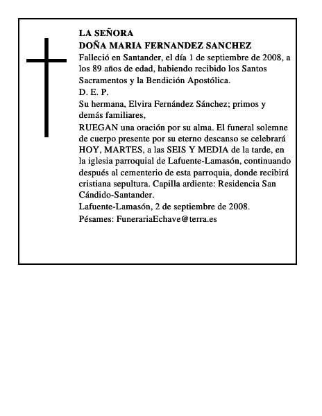 DOÑA MARIA FERNANDEZ SANCHEZ