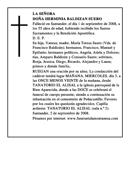 DOÑA HERMINIA BALDIZAN SUERO