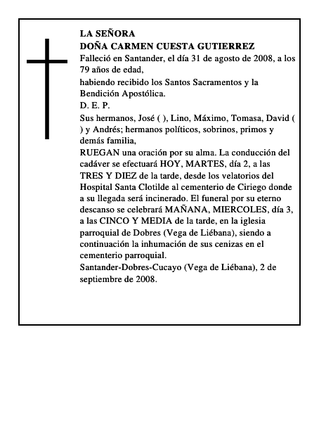 DOÑA CARMEN CUESTA GUTIERREZ
