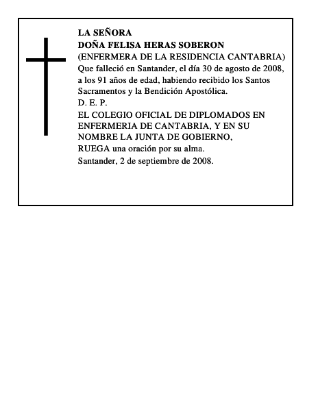 DOÑA FELISA HERAS SOBERON