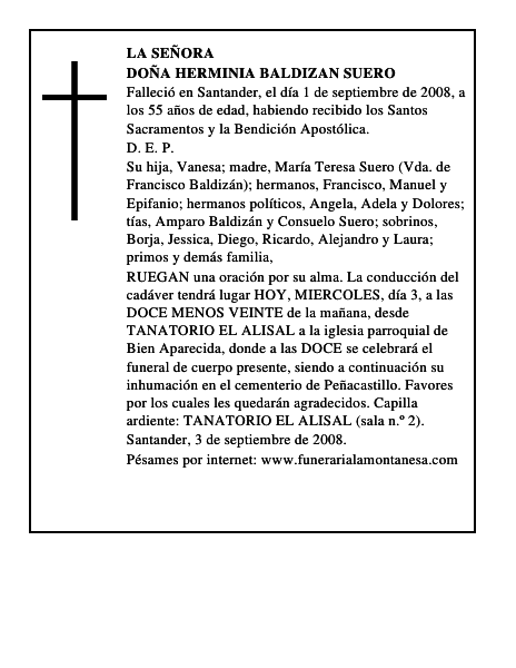 DOÑA HERMINIA BALDIZAN SUERO