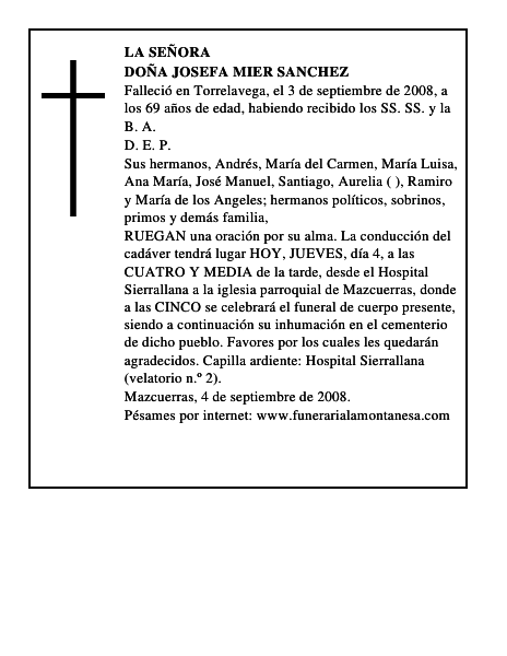 DOÑA JOSEFA MIER SANCHEZ