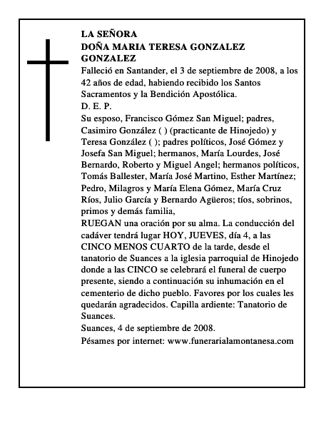 DOÑA MARIA TERESA GONZALEZ GONZALEZ