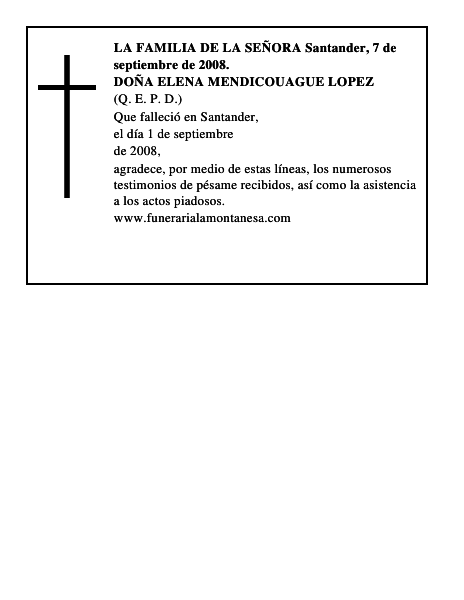 DOÑA ELENA MENDICOUAGUE LOPEZ