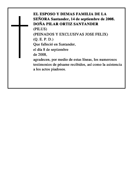 DOÑA PILAR ORTIZ SANTANDER