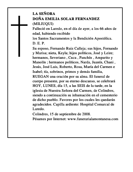 DOÑA EMILIA SOLAR FERNANDEZ
