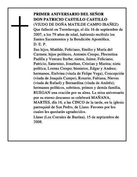 DON PATRICIO CASTILLO CASTILLO