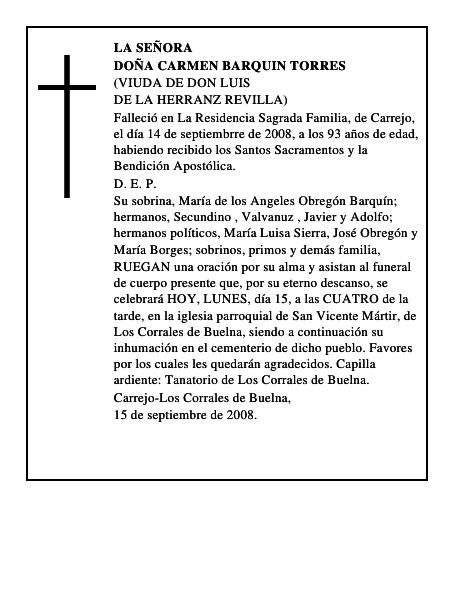 DOÑA CARMEN BARQUIN TORRES