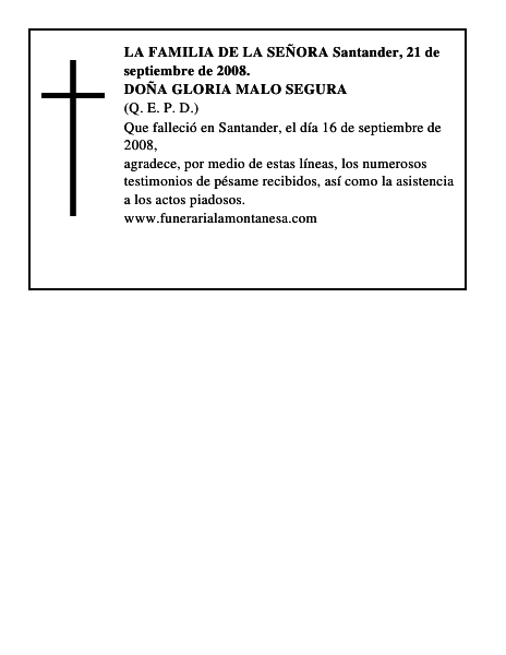 DOÑA GLORIA MALO SEGURA