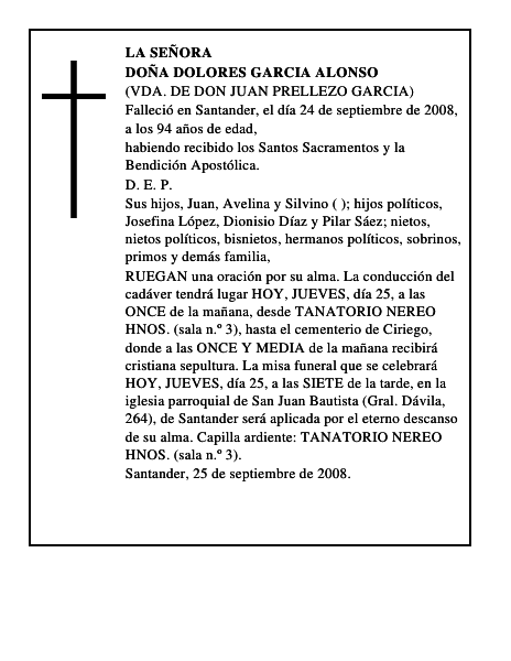 DOÑA DOLORES GARCIA ALONSO