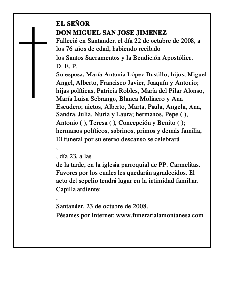 DON MIGUEL SAN JOSE JIMENEZ