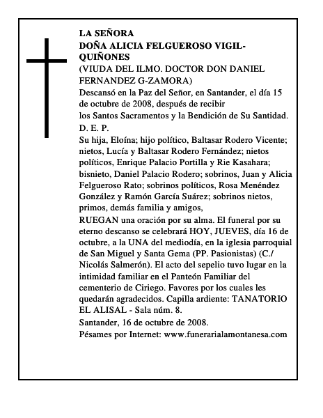 DOÑA ALICIA FELGUEROSO VIGIL-QUIÑONES